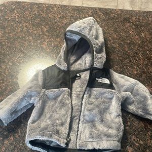 Like new infant North Face jacket/fleece. Worn maybe twice. Smoke free home.